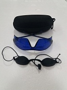 Комплект: профессиональные защитные очки для лазерной эпиляции (синие) + очки пациента